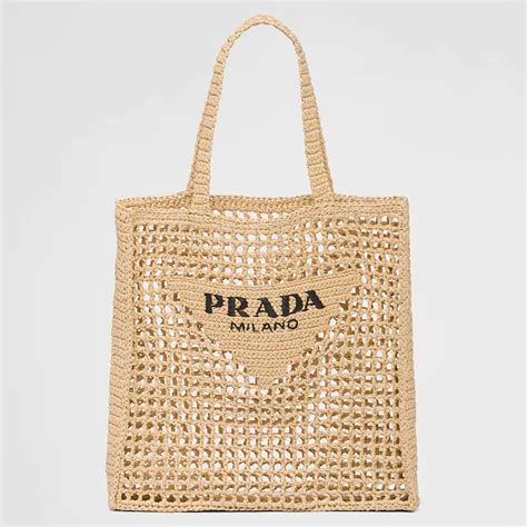 prada tote raffia bag|Prada nylon zip tote.